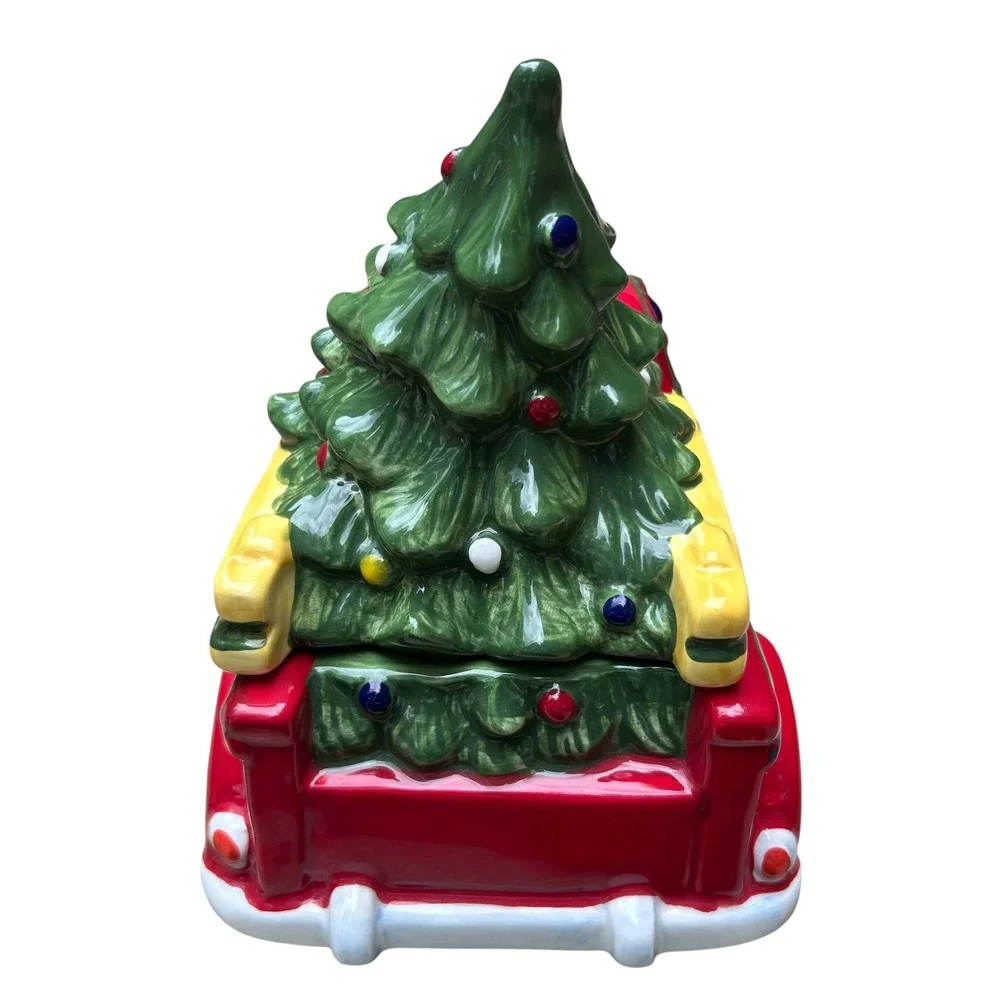 Blue Sky Cookie Jar Christmas Vintage Red Truck Tree Holiday‎ Decor Red OS